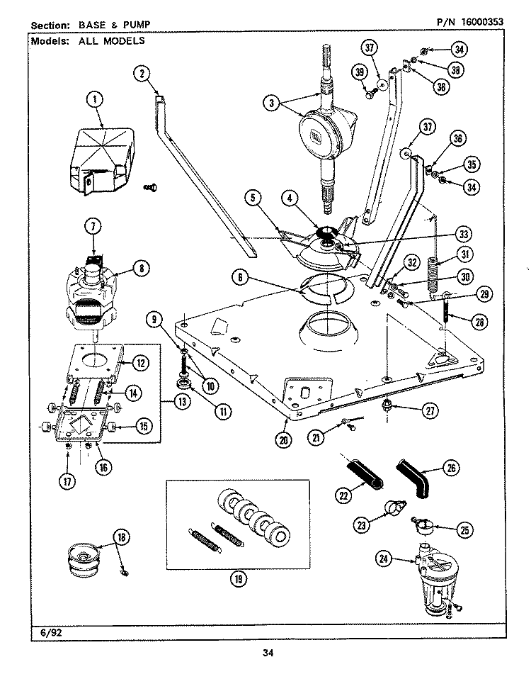 BASE & PUMP (LSE9900AFL, AFW) Diagram and Parts List for LSE9900AFW  Maytag Washer Dryer Combo