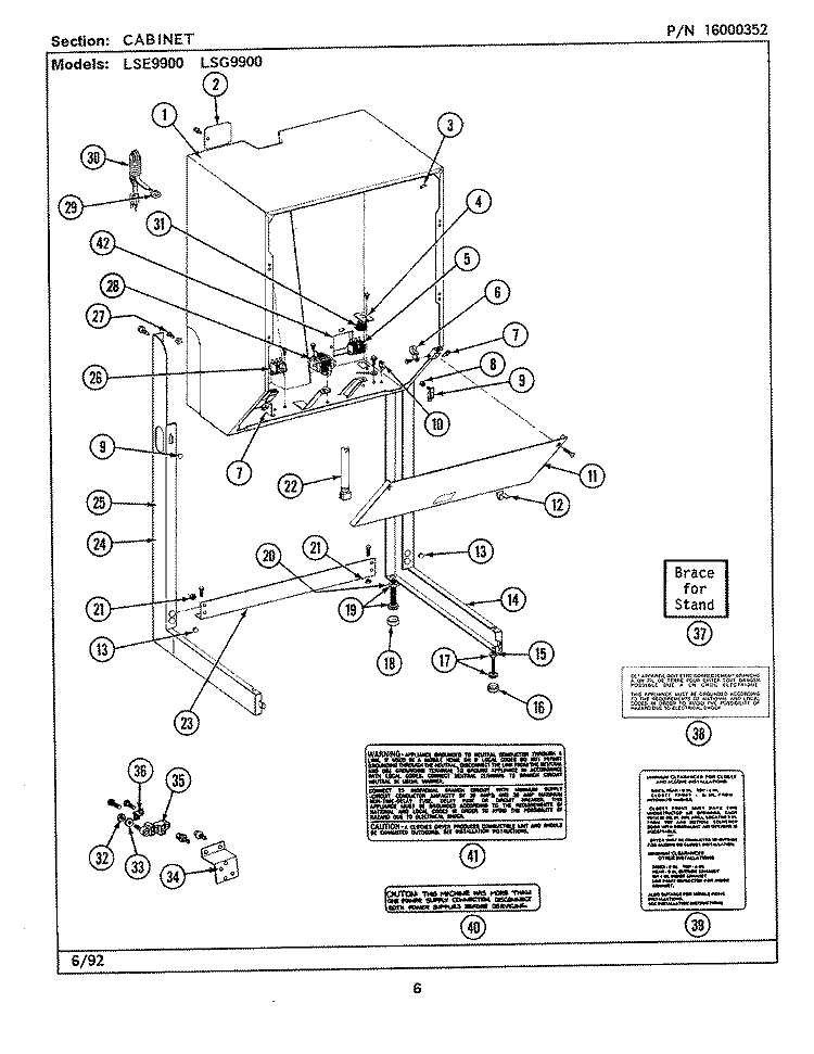 CABINET Diagram and Parts List for LSE9900ACE  Maytag Washer Dryer Combo