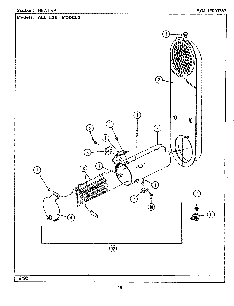 HEATER Diagram and Parts List for LSE9900ACE  Maytag Washer Dryer Combo