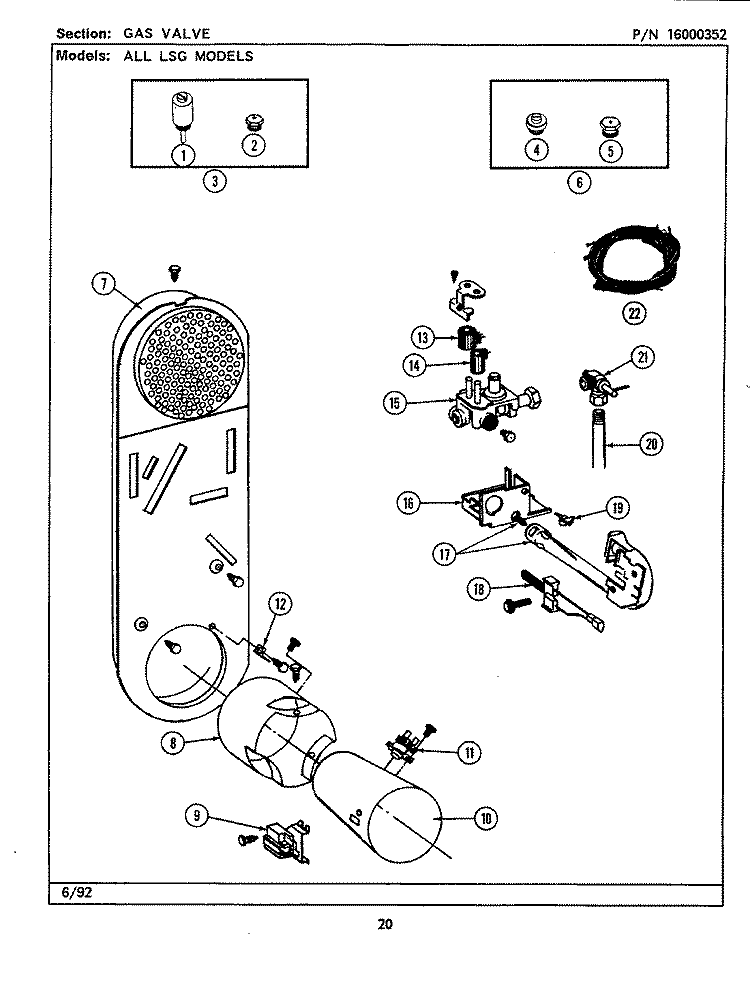GAS VALVE Diagram and Parts List for LSG9900AAE  Maytag Washer Dryer Combo