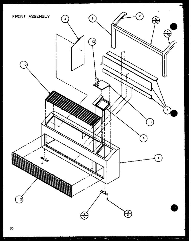 Front Assembly 4 Diagram and Parts List for PTC12300ER P9812515R Amana Air Conditioner