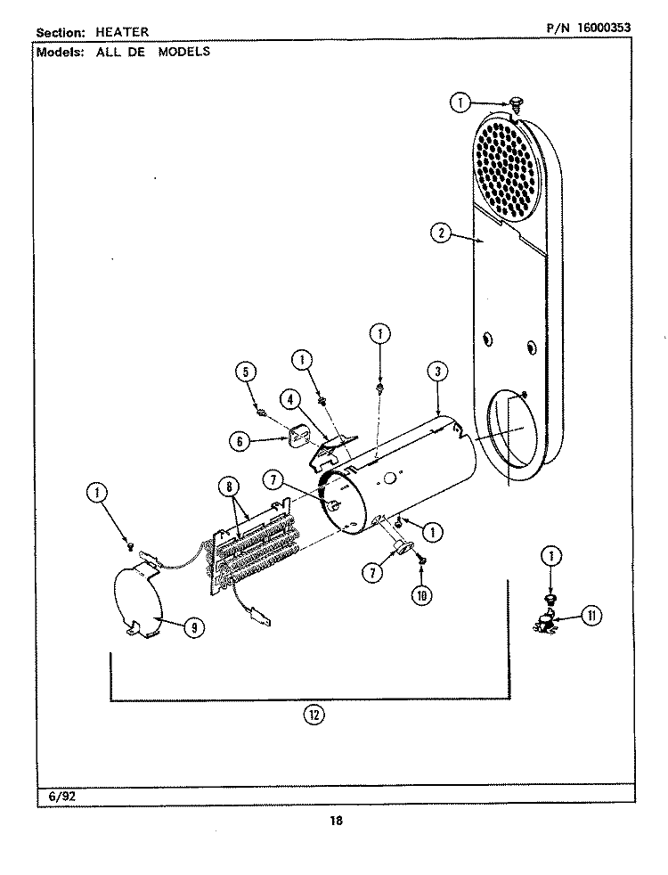 HEATER (LSE9900AFL, AFW) Diagram and Parts List for LSE9900AFW  Maytag Washer Dryer Combo