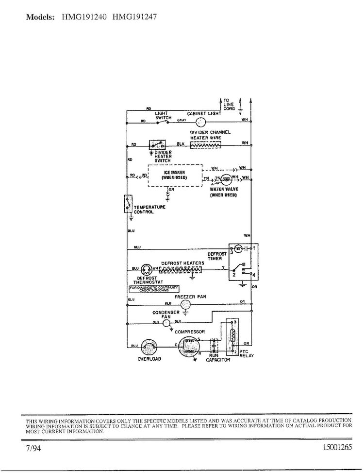 Wiring Diagram Diagram and Parts List for 19124-0  Admiral Refrigerator