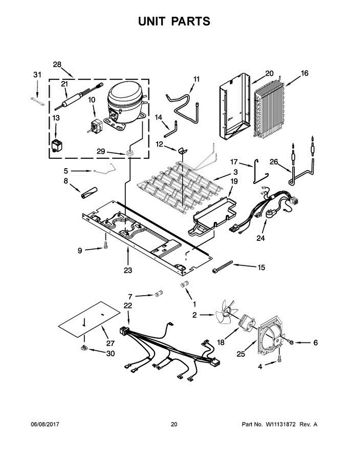 11 - Unit Parts Diagram and Parts List for MSS26C6MEZ00  Maytag Refrigerator