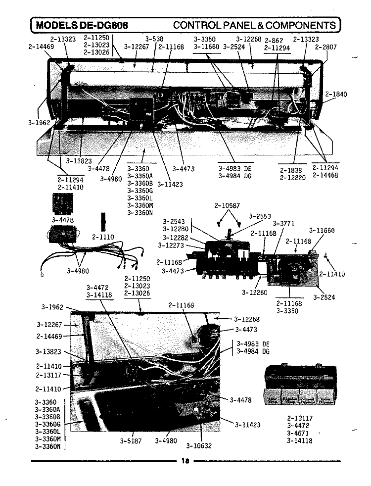 CONTROL PANEL & COMPONENTS Diagram and Parts List for DE808  Maytag Dryer