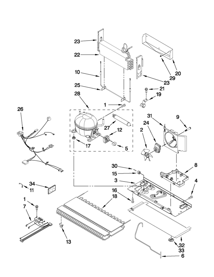 Unit Parts Diagram and Parts List for AFD2535FES9  Amana Refrigerator