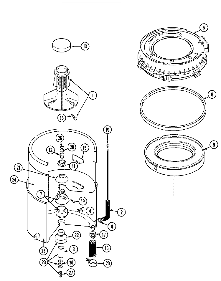 TUB Diagram and Parts List for LAT4000AAW  Maytag Washer