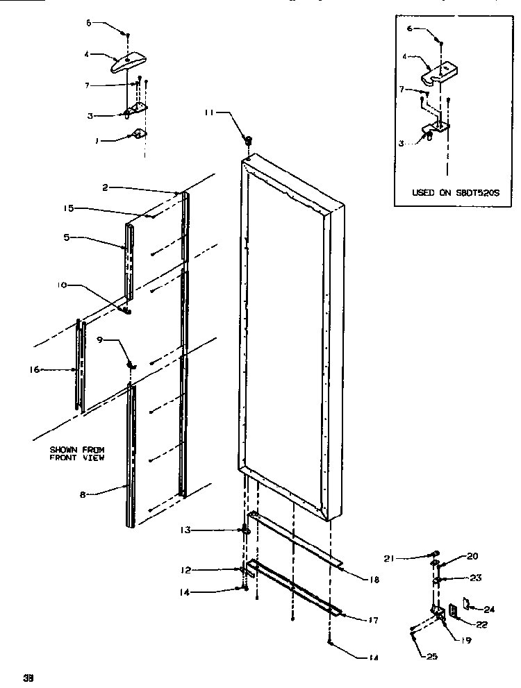 Door/hinge/trim Refrigerator Diagram and Parts List for SSD522SW-P1184702WW  Amana Refrigerator