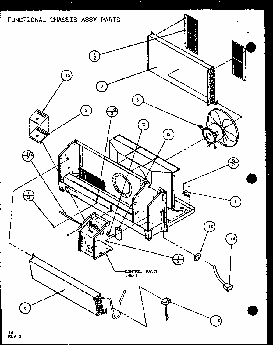 Functional Chassis Assy Parts (pth07300e/p9806801r) (pth07400e/p9806901r) (pth07300ec/p9811801r) (pth07400ec/p9872301r) Diagram and Parts List for PTH09400F P1102701R Amana Air Conditioner