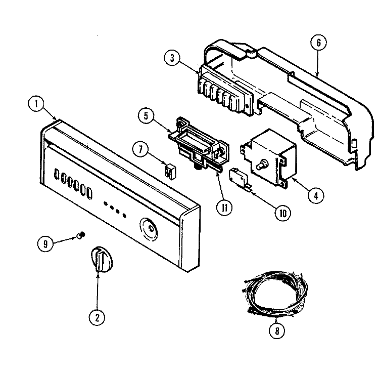 CONTROL PANEL Diagram and Parts List for DWU5915AAX  Maytag Dishwasher