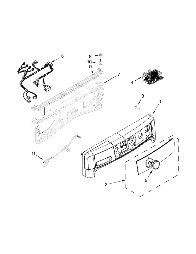 Control Panel Parts Diagram and Parts List for MHW4000BW1  Maytag Washer