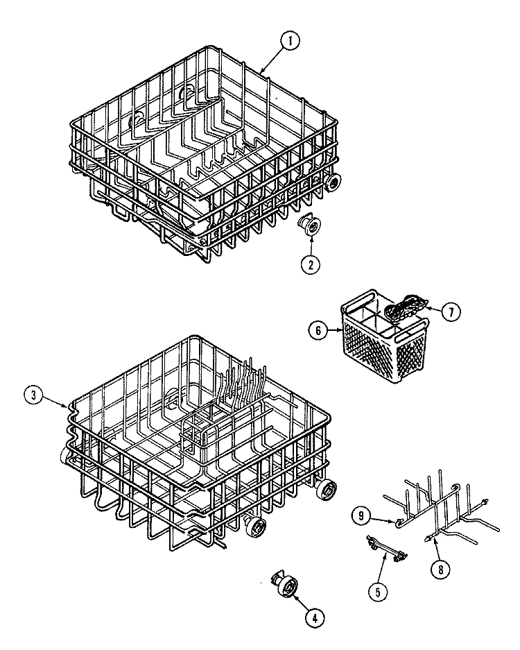 RACKS Diagram and Parts List for DWU7400BAX  Maytag Dishwasher
