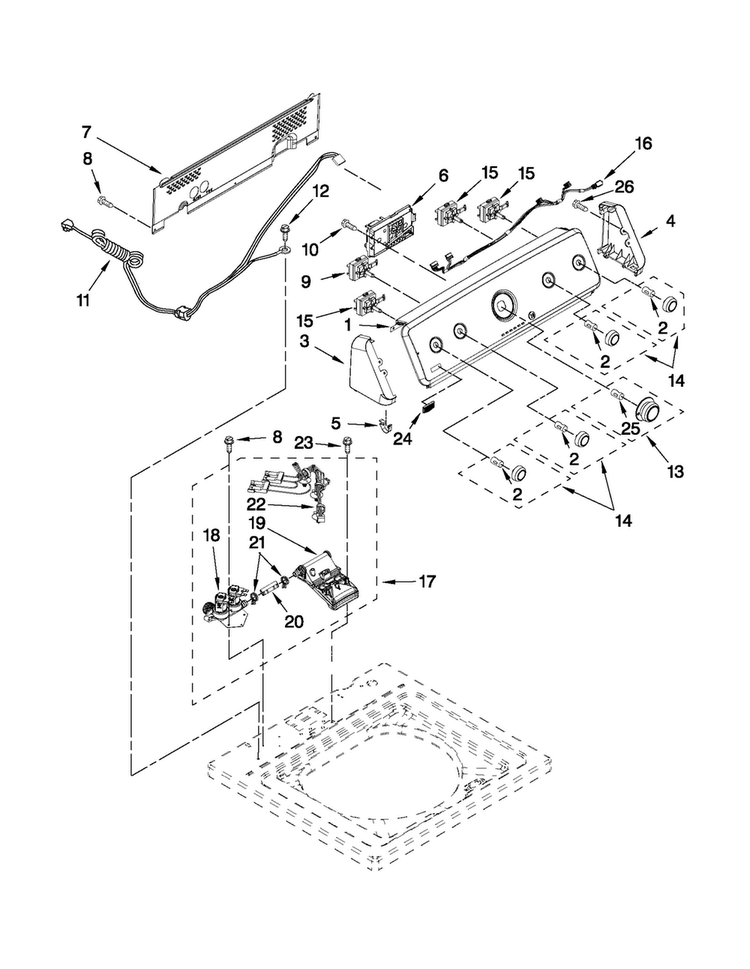 Console And Water Inlet Parts Diagram and Parts List for MVWC450XW0  Maytag Washer