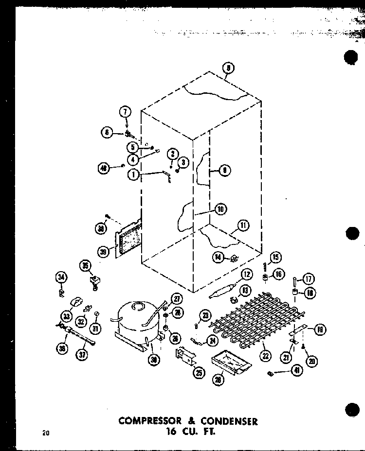 Compressor & Condenser 16 Cu. Ft. Diagram and Parts List for TC18B-P73500-7W  Amana Refrigerator