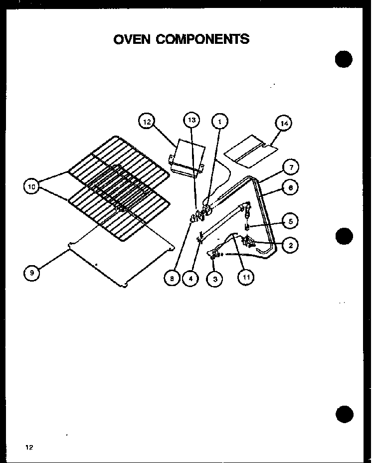 Oven Components Diagram and Parts List for RLS258UW P1141140NW Caloric Range