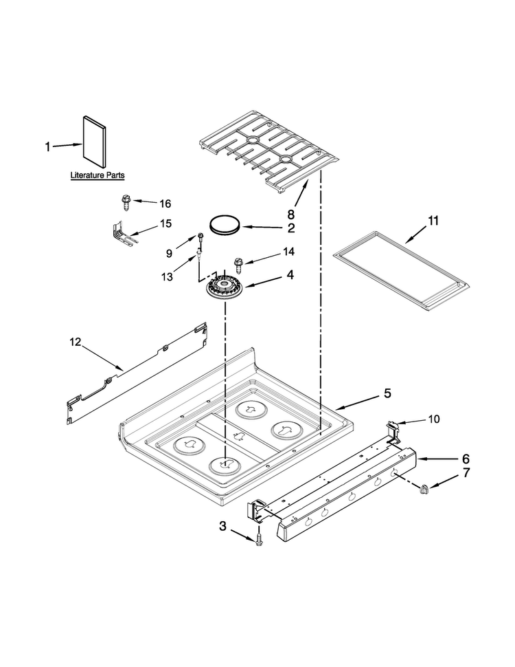 Cooktop Parts Diagram and Parts List for MGR8850DS0  Maytag Range