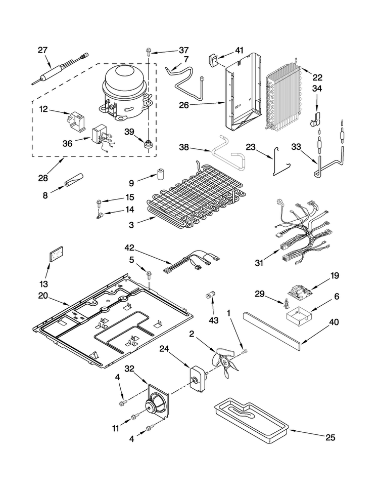 Unit Parts Diagram and Parts List for JCD2395WES00  Jenn-Air Refrigerator