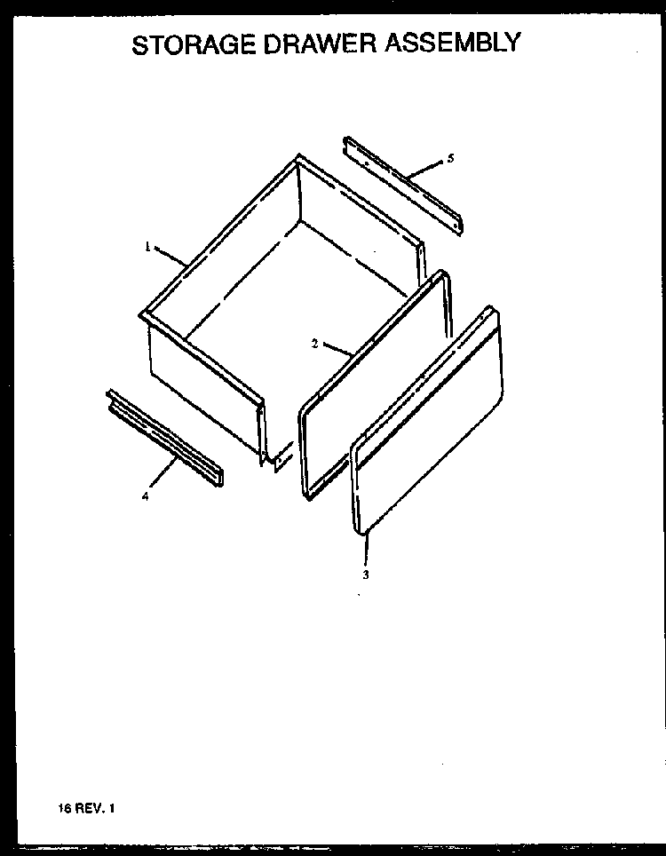 Storage Drawer Assembly Diagram and Parts List for ARR623L-P1130983NL  Amana Range