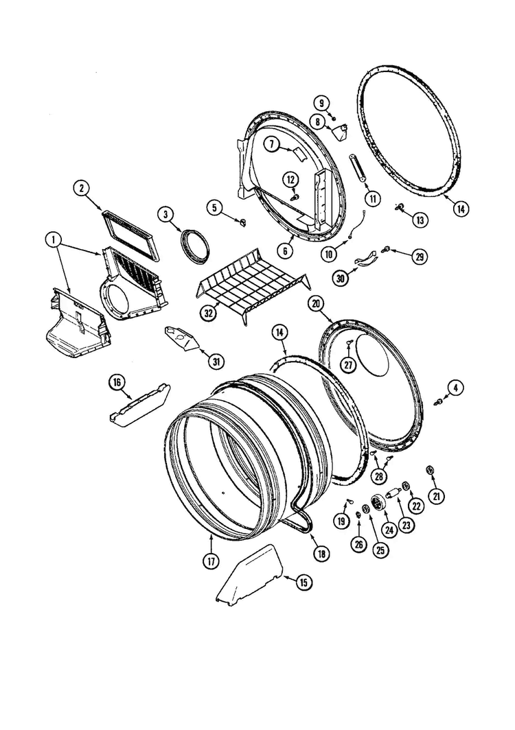 Tumbler Diagram and Parts List for MDE6000AZG  Maytag Dryer