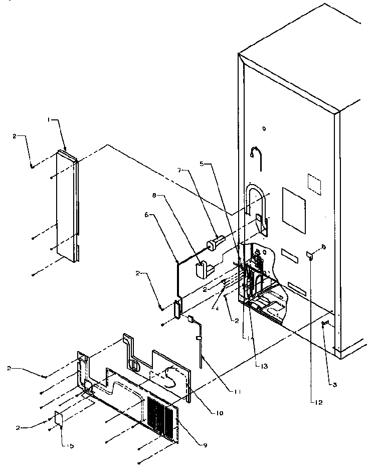Cabinet Back Diagram and Parts List for BX22A5L-P1182302WL  Amana Refrigerator