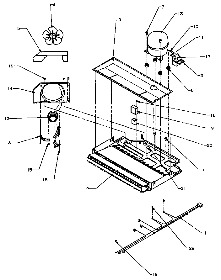 Compressor Compartment Diagram and Parts List for TJ18R8L-P1181715WL  Amana Refrigerator
