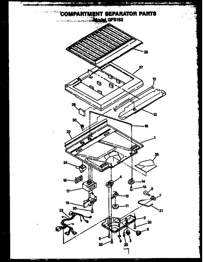 02 - Compartment Separator Parts Diagram and Parts List for GFS162 MN01 Amana Refrigerator
