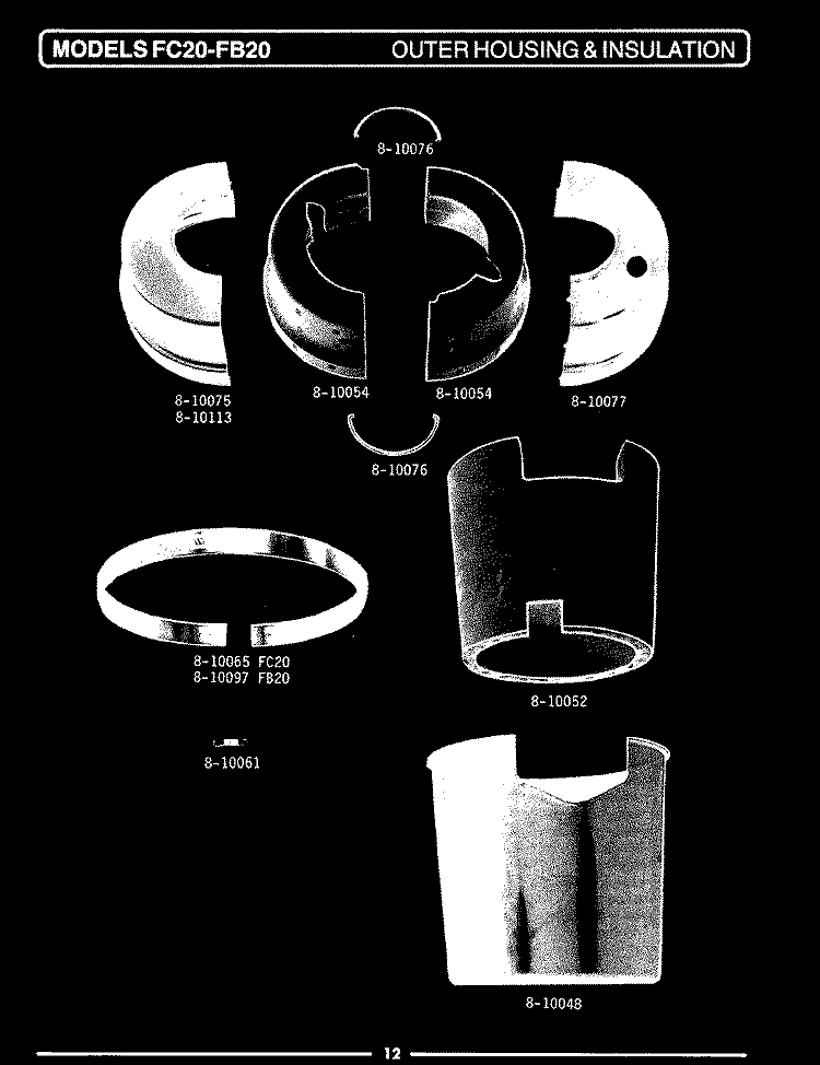OUTER HOUSING & INSULATION (FB20 / FC20) Diagram and Parts List for FC20  Maytag Food Waste Disposer