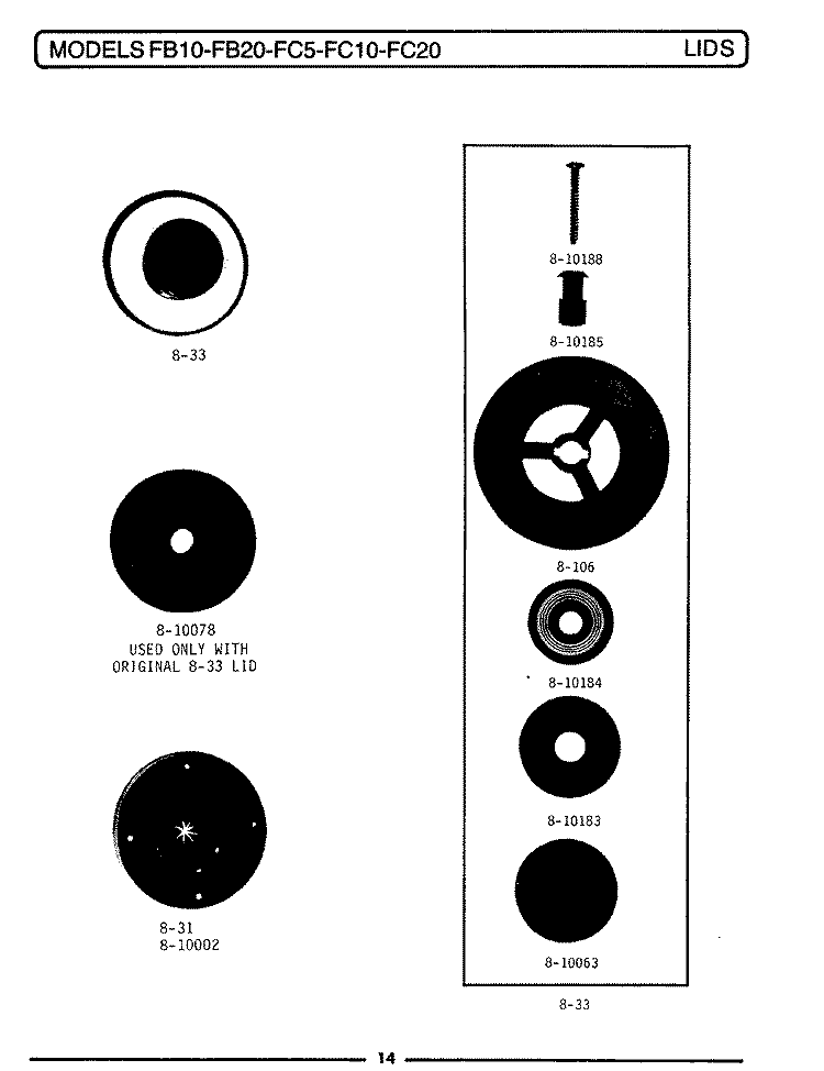 LIDS Diagram and Parts List for FC20  Maytag Food Waste Disposer