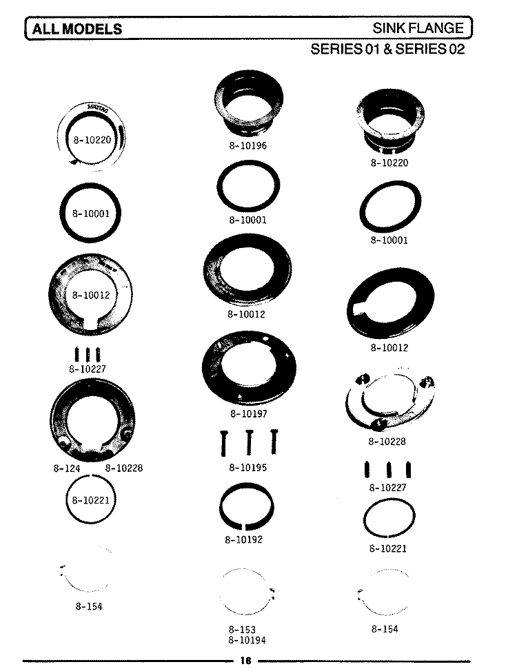 SINK FLANGE (SERIES 01) Diagram and Parts List for FC20  Maytag Food Waste Disposer