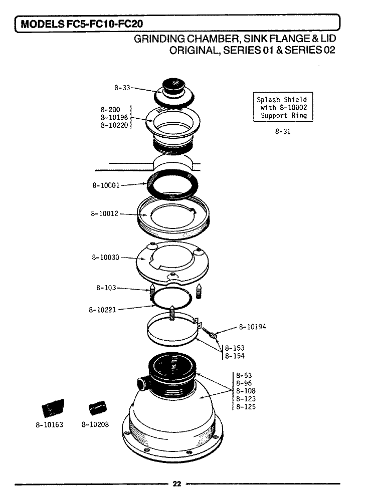 GRINDING CHAMBER, SINK FLANGE & LID 01 Diagram and Parts List for FC20  Maytag Food Waste Disposer