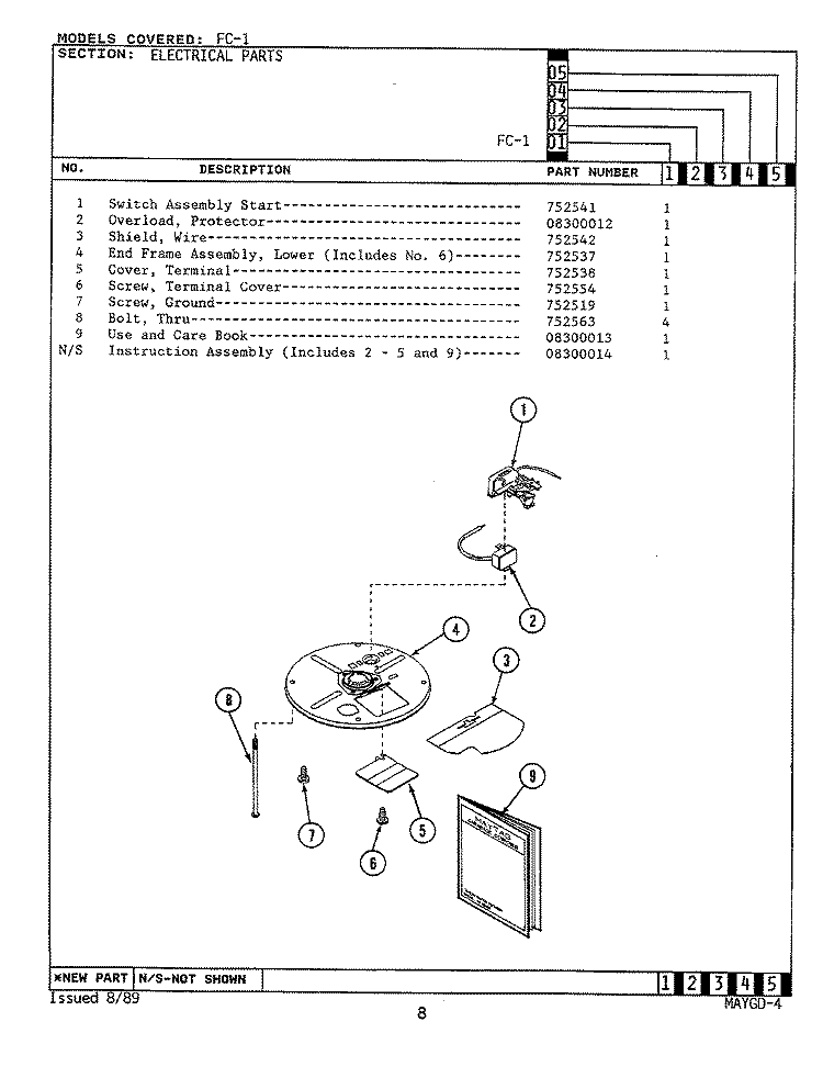 END BELL ASSY. (FC3) Diagram and Parts List for FC3  Maytag Food Waste Disposer