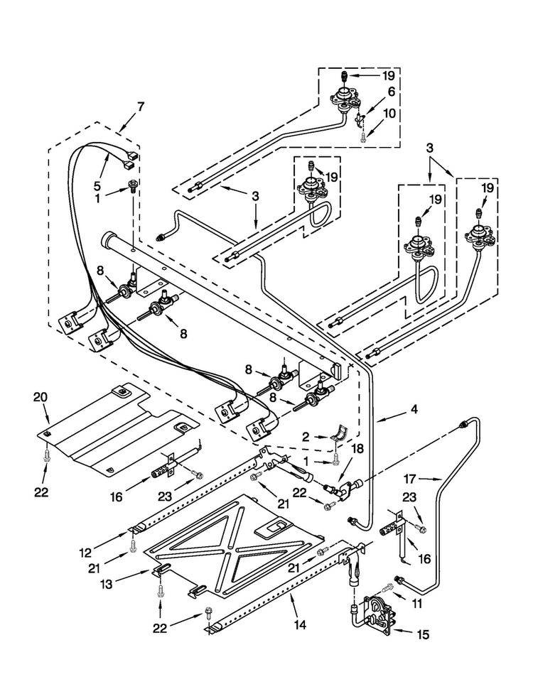 Manifold Parts Diagram and Parts List for MGR7665WS2  Maytag Range