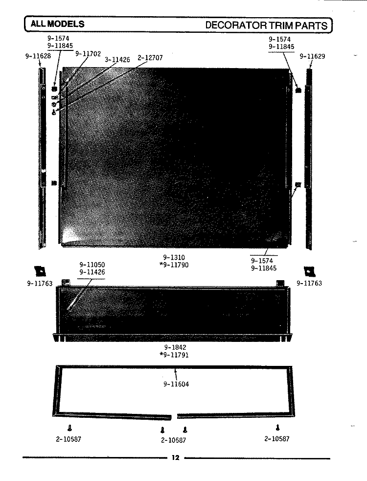 DECORATOR TRIM PARTS Diagram and Parts List for WU700  Maytag Dishwasher