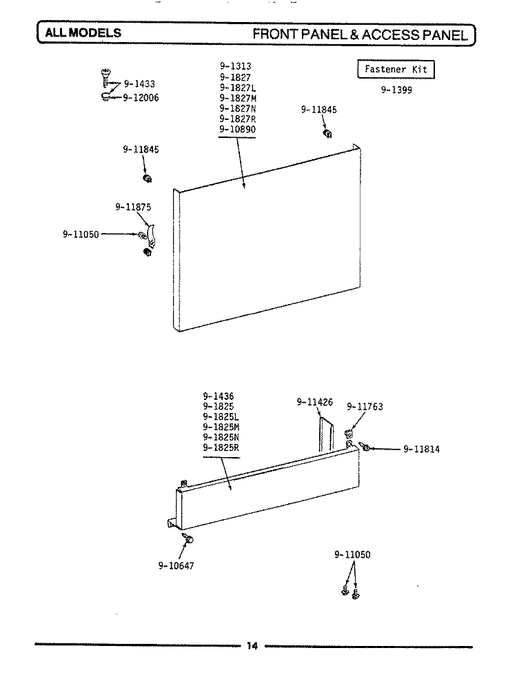 FRONT PANEL & ACCESS PANEL Diagram and Parts List for WU700  Maytag Dishwasher