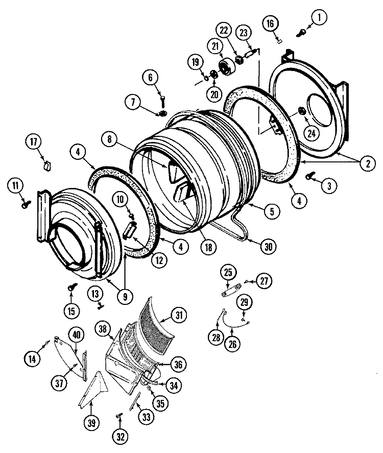 TUMBLER Diagram and Parts List for LSE7804AGL  Maytag Washer Dryer Combo