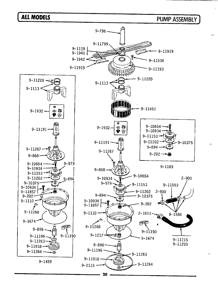 PUMP ASSEMBLY Diagram and Parts List for WU701  Maytag Dishwasher