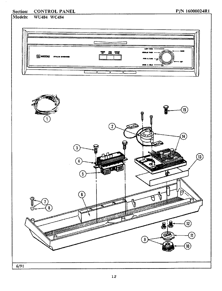 CONTROL PANEL (WC484) Diagram and Parts List for WC484  Maytag Dishwasher