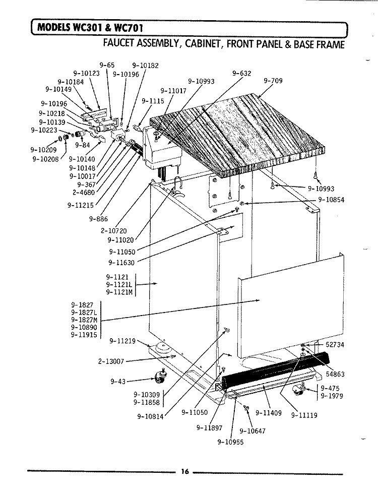 FAUCET ASSY, CBNT, FRT PANEL, BASE (WC701) Diagram and Parts List for WU701  Maytag Dishwasher