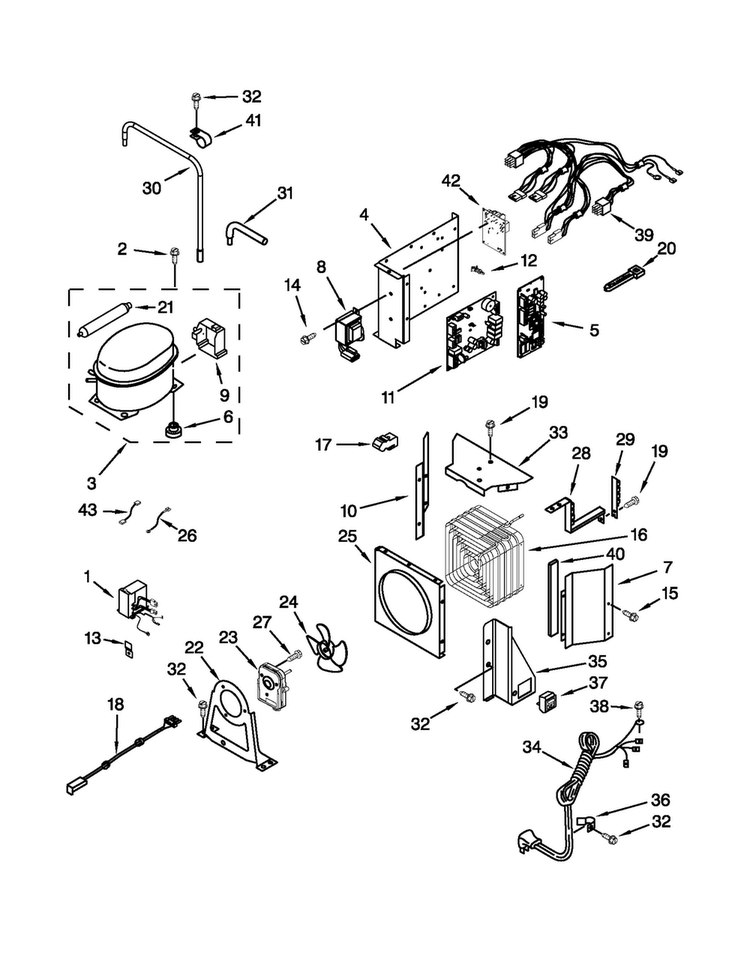 Upper Unit Parts Diagram and Parts List for JF42SSFXDA01  Jenn-Air Refrigerator