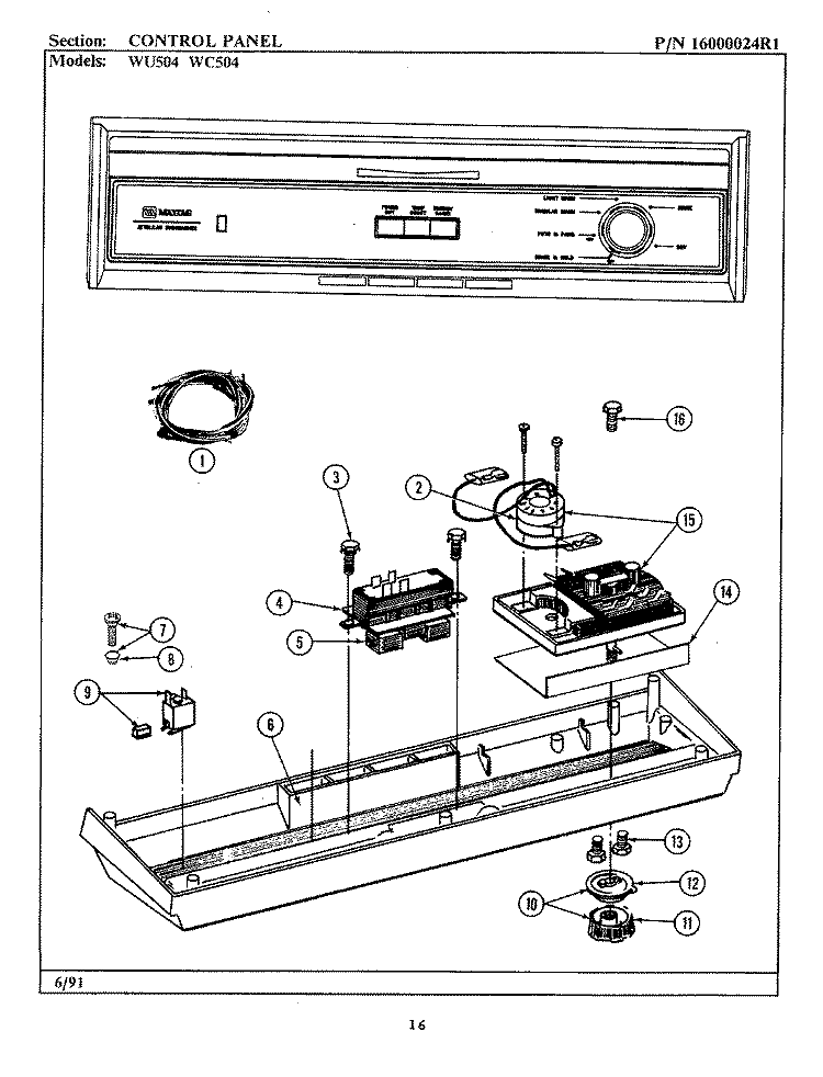 CONTROL PANEL (WC504) Diagram and Parts List for WC504  Maytag Dishwasher