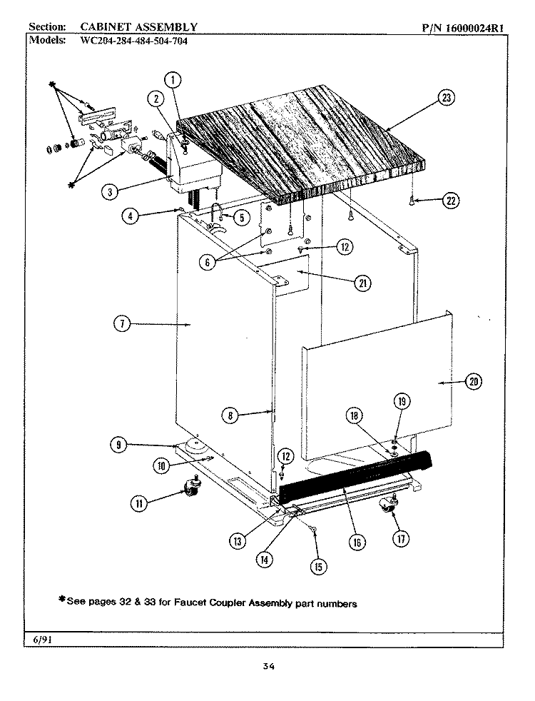 CABINET ASSEMBLY Diagram and Parts List for WC504  Maytag Dishwasher