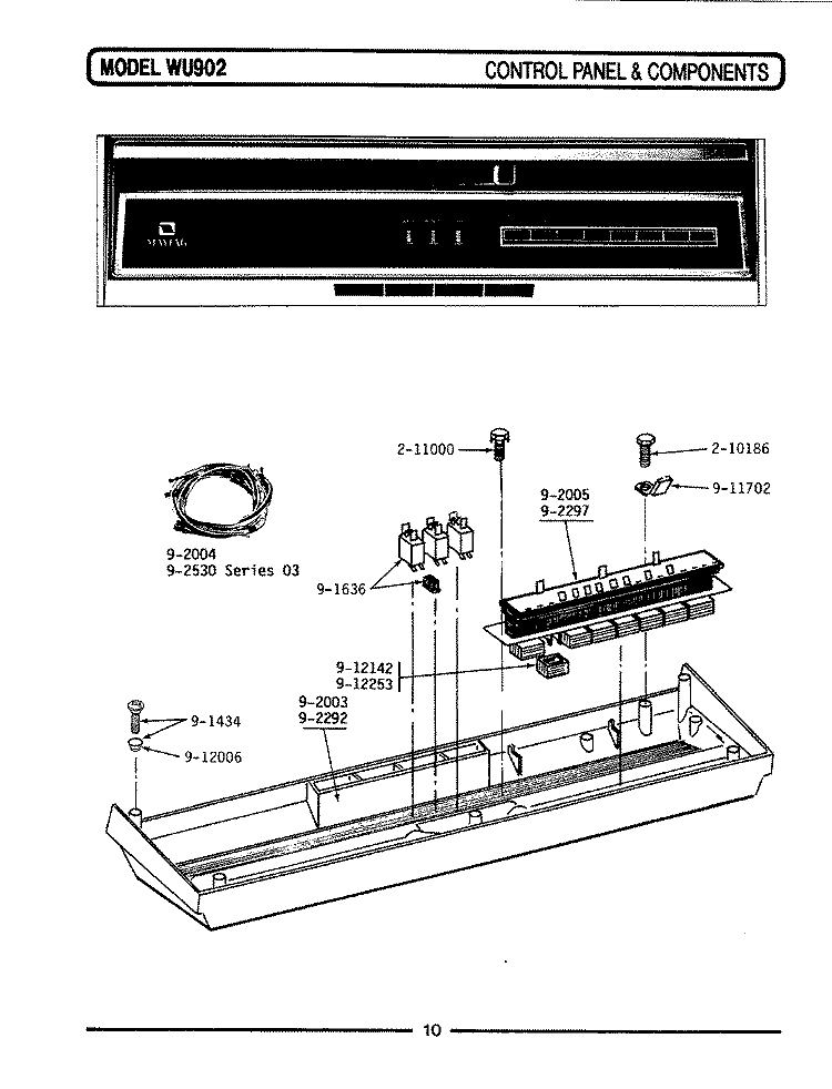 CONTROL PANEL & COMPONENTS (WU902) Diagram and Parts List for WU902  Maytag Dishwasher