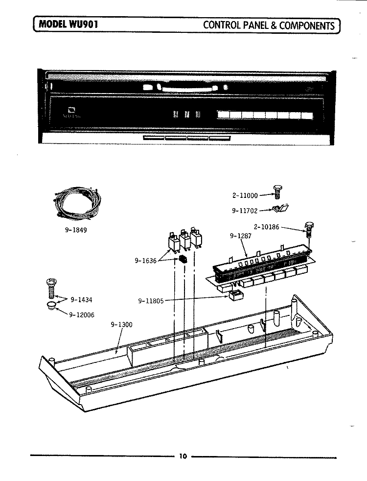 CONTROL PANEL & COMPONENTS Diagram and Parts List for WU901  Maytag Dishwasher