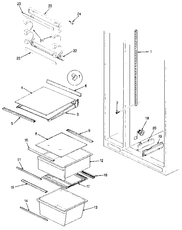 Shelves & Accessories Diagram and Parts List for JRS203B MBQ01A Jenn-Air Refrigerator