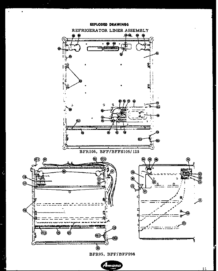 REF LINER ASSY Diagram and Parts List for BFF98L  Amana Refrigerator