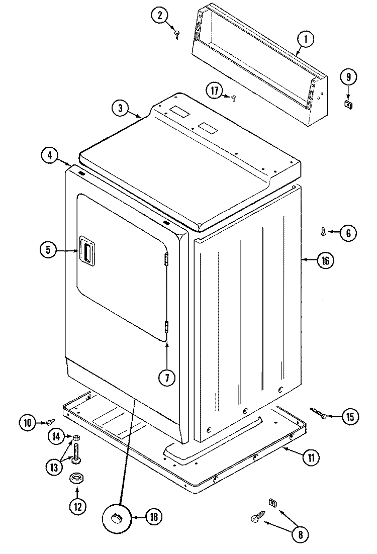 CABINET (FRONT) Diagram and Parts List for MDG10MNAGW  Maytag Dryer