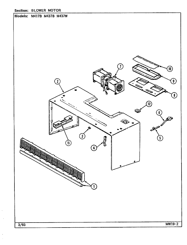 BLOWER MOTOR Diagram and Parts List for M417B  Jenn-Air Microwave Oven Combo
