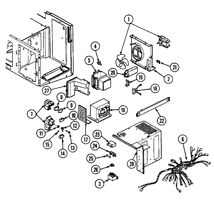 INTERNAL CONTROLS Diagram and Parts List for M418W  Jenn-Air Microwave Oven Combo
