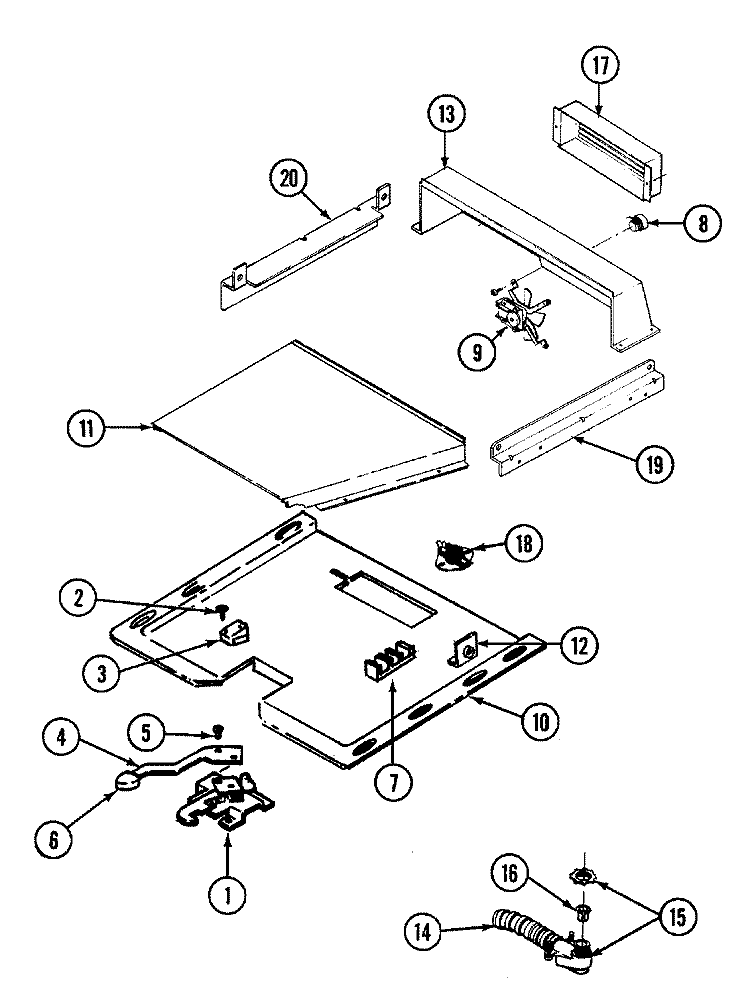 INTERNAL CONTROLS Diagram and Parts List for A9895VRV  Admiral Microwave Oven Combo