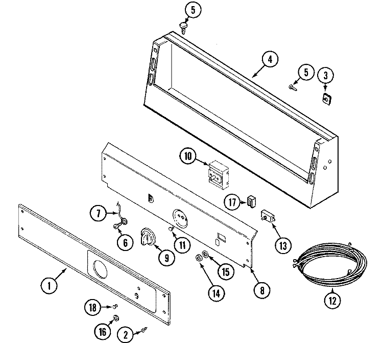CONTROL PANEL Diagram and Parts List for MDG16CSBGW  Maytag Dryer